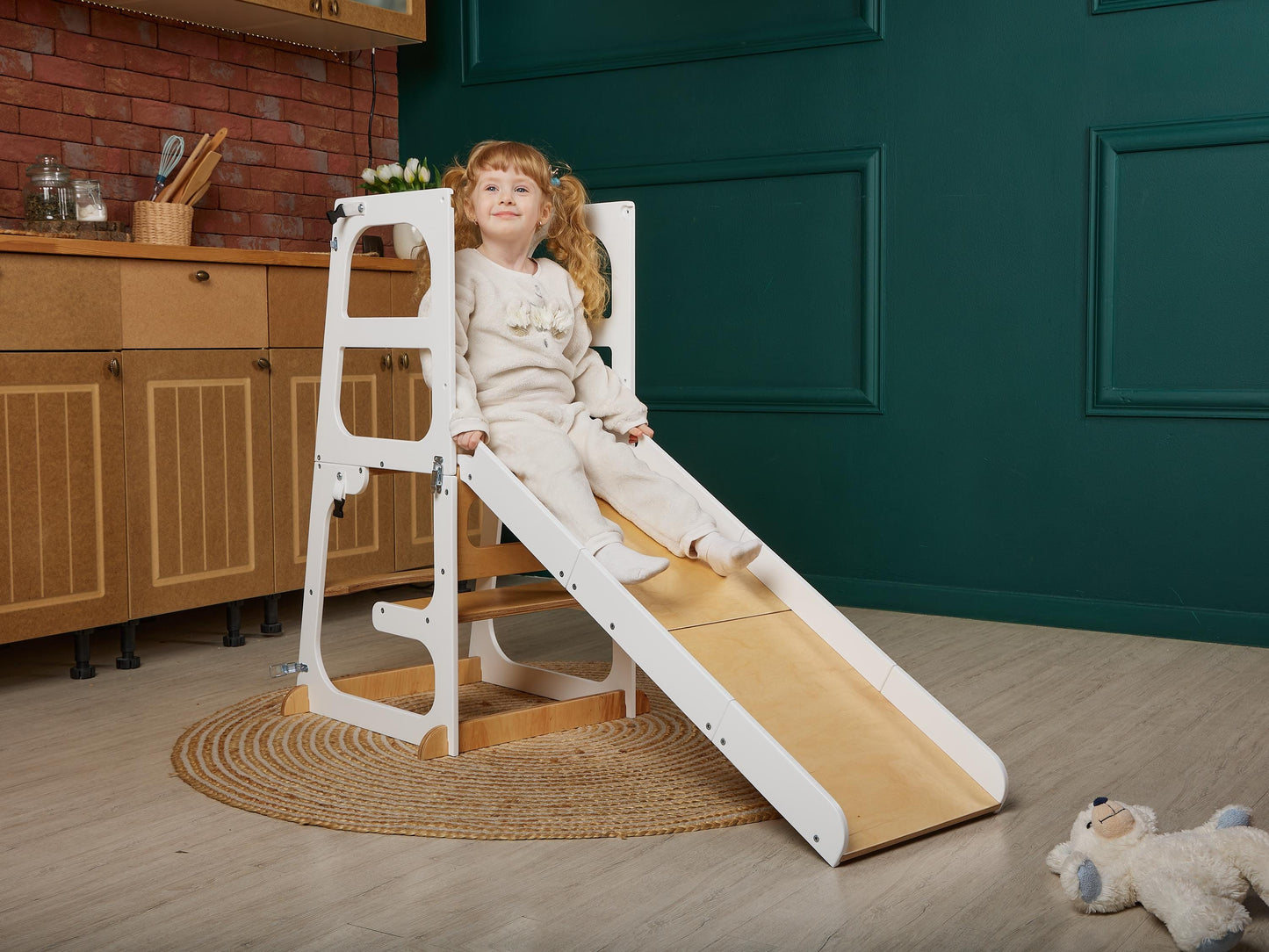 8in1 Convertible Toddler Tower with Seatback, Kitchen Tower for Learning, Tower Toddler Table, Kitchen Help Tower, Toddler tower Slide