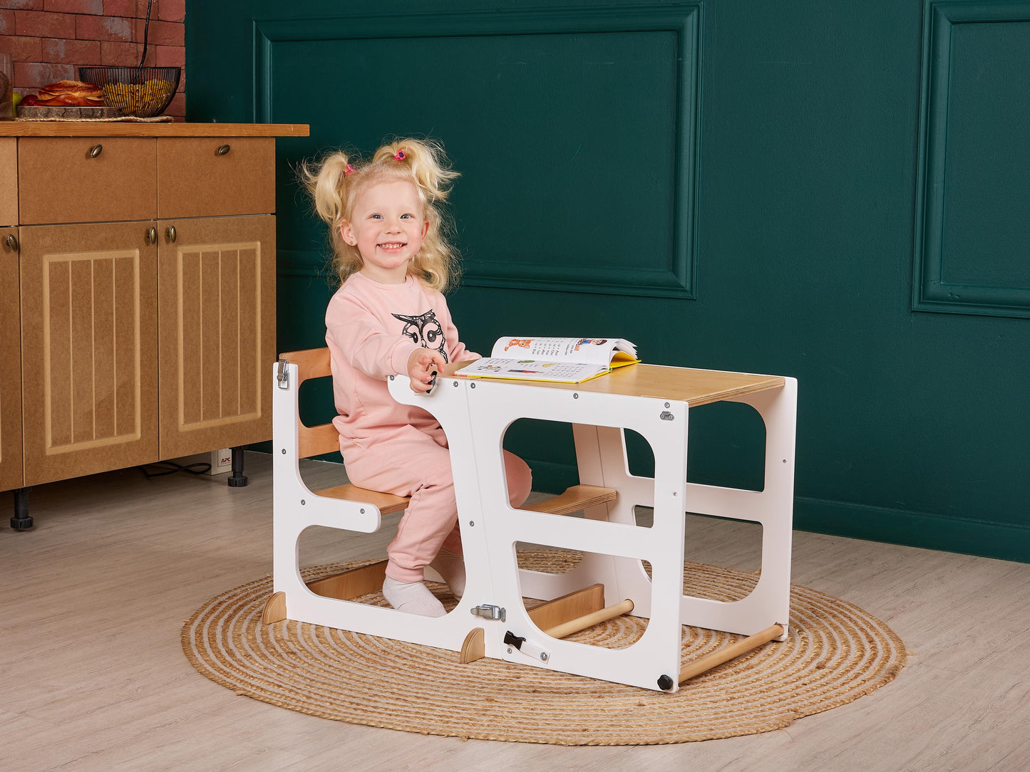 8 in 1 Convertible Tower Table , Kitchen Stool, Toddler Help Tower, Montessori Tower, Learning Stool, Kitchen Tower Slide, Kids Help Stool