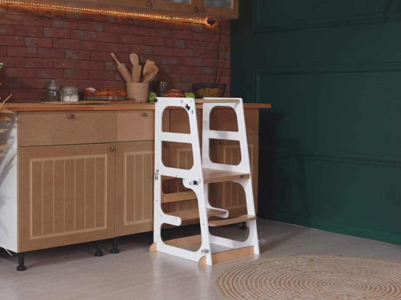 2 in 1 Toddler tower with Seatback, kitchen foldable tower, kids tower table, montessori tower, learning helper stool, kitchen help tower